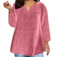 thumbnail image 1 of Timegard Plus Size Tops for Women V-Neck Long Sleeve Solid Color Blouse Fall Casual Loose Comfy Tee Tops, 1 of 4