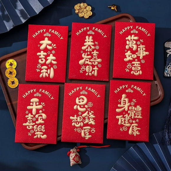 Zhuge 12 Pcs Enveloppes Rouges Nouvel An Chinois, Nouvel An Lunaire du Serpent Argent Chanceux Paquets Rouges-Rouge 07