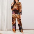 thumbnail image 2 of Balery Countryside Colorful Floral Cow Conjunto de Pijama con Estampado para Mujer, Conjunto de Dos Piezas con Manga Larga, Ropa de Dormir Suave con Bolsillos, Pijamas Cómodos-Large, 2 of 7