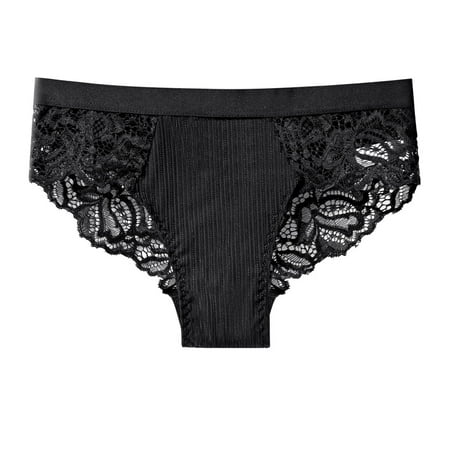

〖TOTO〗Briefs For Women Striped Transparent Lace Splicing Panties Cotton Hollow Breathable Quality