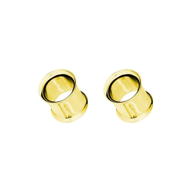 Luxe Modz Paire de Jauges d'Oreilles en Acier Chirurgical PVC Or Double Évasage