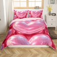 thumbnail image 1 of Erosebridal Housse de Couette Imprimée 3D Cœur d'Amour, Literie Rose Rêveuse, Réversible 2 Pcs (Sans Couette), 1 of 7