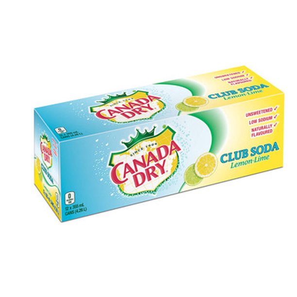 Canada Dry Club Soda Lemon Lime, 355 mL cans, 12ct, (Imported from
