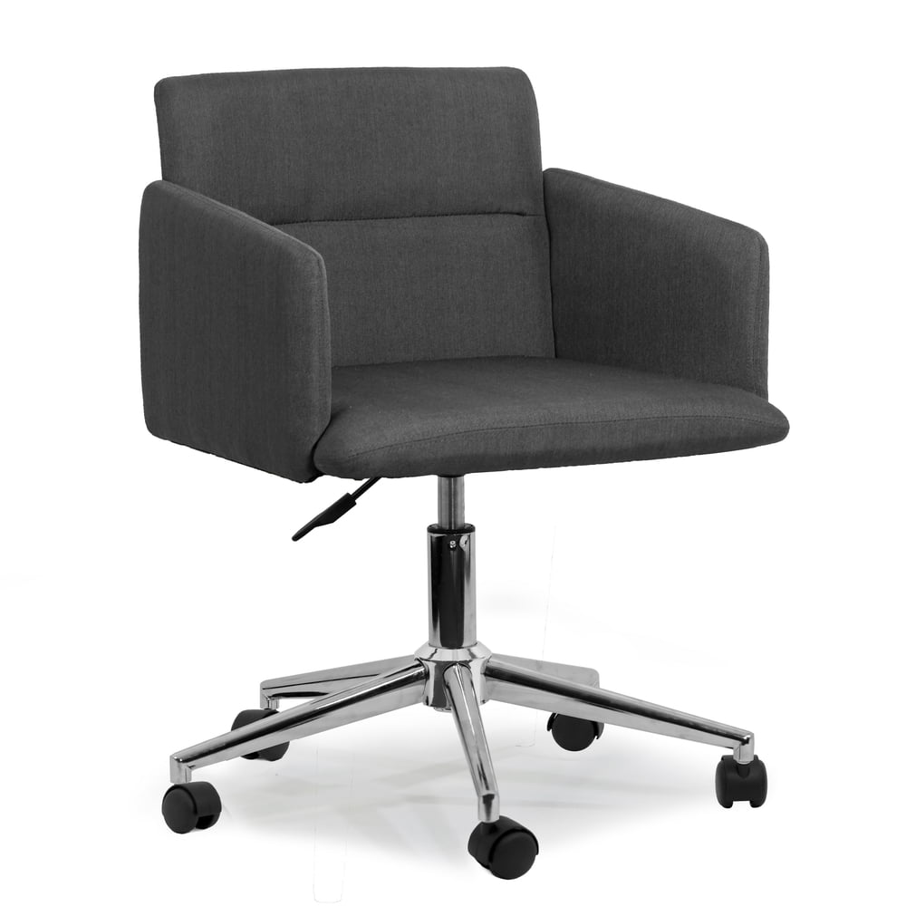 Aila Dark Grey Fabric Swivel Office Chair with Wheel Base