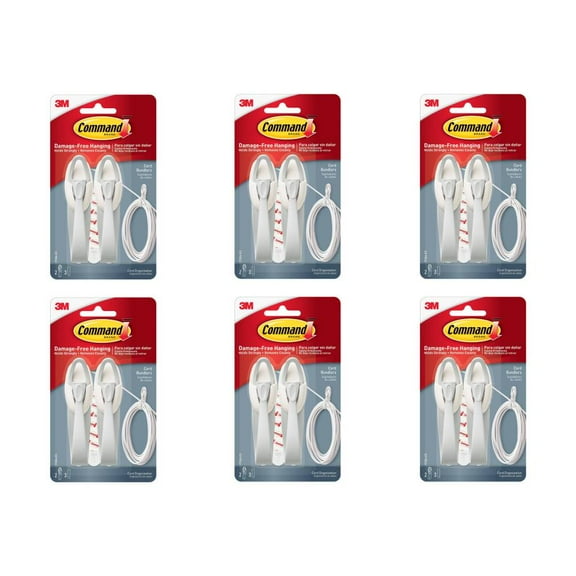 3M Command Cord Cable Bundlers Cable Wraps White 2 Count, 6 Pack