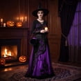 thumbnail image 6 of Gothic Renaissance Dress Women's Witch Costume, Victorian Medieval Cosplay Halloween Dress, Vintage Costume for Cosplay Party, 6 of 7