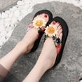 thumbnail image 6 of RotHome Women's Platform Flip Flops Floral Flower Sandals Comfortable Wedge Thong Sandals Summer Beach Shoes With Thick Sole Casual Fashion Footwear, 6 of 9