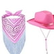 thumbnail image 3 of Sombrero de vaquero de ala grande, con bufanda Protección solar Sombrero para el sol para adultos Pesca Senderismo Rosa Yuyangstore Sombrero de vaquero occidental, 3 of 8