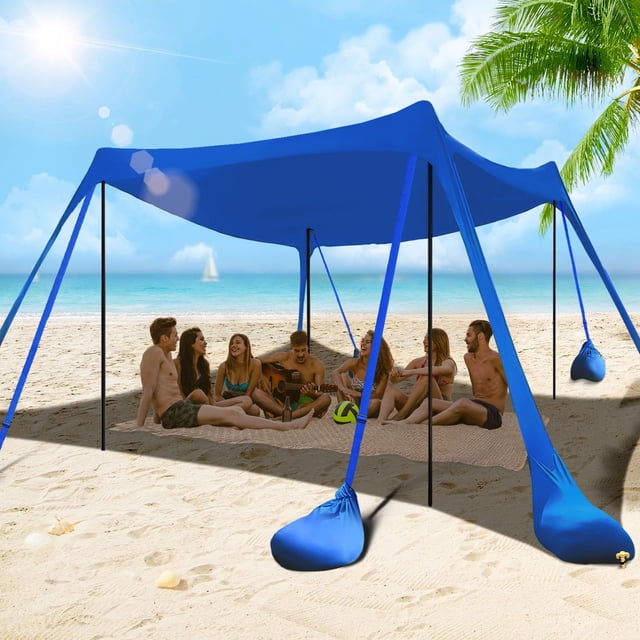 Refugio solar para carpa de playa besuhot de 10 x 10 pies con 8 sacos de arena, UPF 50+