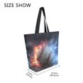 thumbnail image 4 of Open Top Canvas Tote Bag with Zipper Reusable Shopping Bag 13.5x15" Roomy Carryall Baseball with Water and Fire, 4 of 9