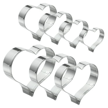 7pcs Stainless Steel Heart Shaped Cookie Cutters Fondant Biscuit Cutters for Valentines Day Birthday Gifts