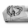thumbnail image 3 of Hunting Soft Flannel Fleece Throw Blanket, Person with Lance Hunting Folklore Circle, Cozy Plush for Indoor and Outdoor Use, 50" x 70", Black White, by Ambesonne, 3 of 6