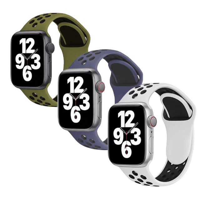 Paquete de 3 correas para Apple Watch estilo Sport, compatibles para todas las series y tamaños: 45mm, 44mm, 42mm, 41mm, 40mm, 38mm Mamá Pulpo Paquete Sport