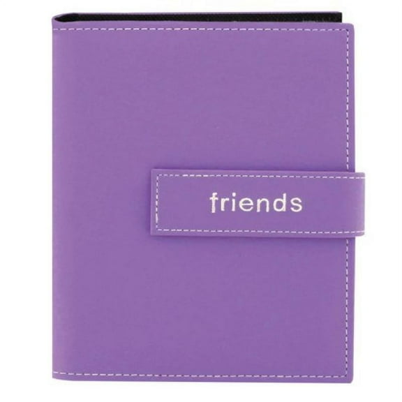 Pioneer Photo Albums 36-Pocket 5 by 7-Inch Embroidered "Friends" Strap Sewn Leatherette Cover Photo Album, Mini, Lavender
