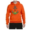 thumbnail image 2 of Trippy Mandala Nautical Colorful Mosaic Anchor | Mens Fashion Hooded Sweatshirt Graphic Hoodie, Orange, X-Large, 2 of 4