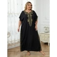thumbnail image 2 of Moroccan Embroidered Kaftan Abaya Dresses for Women Batwing Sleeve Caftan Loungewear Maxi Beach Tunic Plus Size Africa Robe Casual Summer Outfis, 2 of 10