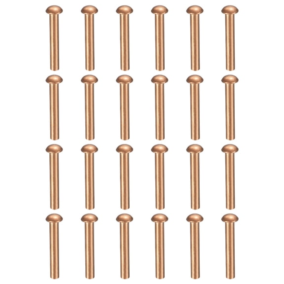 150 Pcs Copper Solid Rivets, 0.08"x0.47" Half Round Head Rivet Metal Fasteners for Electrical Applications, Leather DIY Craft Supplies (M2x12)
