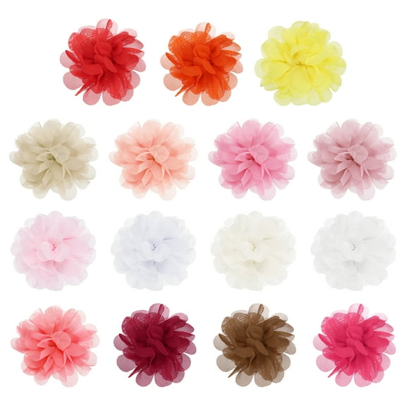 Uxcell Chiffon Flowers, Sewing Fabric Appliques for DIY Crafts Headbands Hair Accessories 2 Inch & 15 Pack & Multicolored