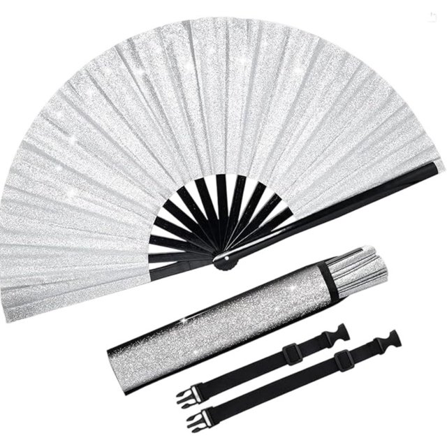 Popping Fans for Line Dancing \u2013 Loud Snap Sound, Dancing Fans That Pop with Holster,Lightweight & Durable for Performances, Weddings, Home Decor (White)
