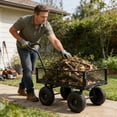 thumbnail image 3 of Black Metal Garden Wagon Cart TC1840BKG with Removable Sides 550LBS Heavy Duty Utility Cart for Firewood Plant Soil Transport 10-Inch Tires 180 °   Rotating Handle, 3 of 27