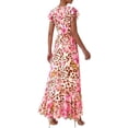 thumbnail image 6 of PRETTYGARDEN Womens Summer Floral Maxi Dresses Spring Short Sleeve Ruffle V Neck Flowy Boho Long Beach Vacation Sundress, 6 of 7