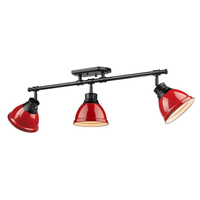 Golden Lighting 3602-3SF BLK-RD Duncan 3 Pistes Semi-Flush Légères avec Nuances Rouges&44; Noir