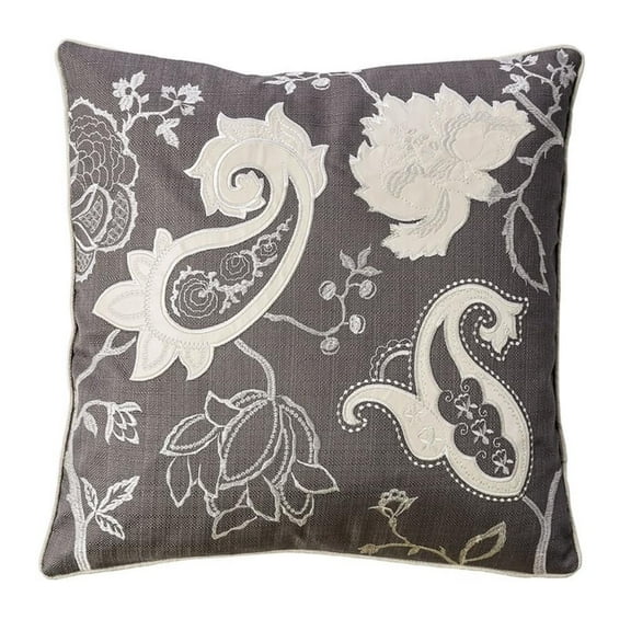 Furniture of America Covington Fabric Throw Pillow in Dark Gray (Set of 2)