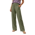 thumbnail image 6 of Women's Cotton Slim Fit Pants With Elastic Waist and Pockets, Casual Everyday Wear for Work and Outdoors, Comfortable Stretchy Trousers | UKHCCC,Army Green L, 6 of 7