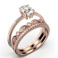 thumbnail image 3 of Beautiful Unique Art Deco 2.50 Carat Oval Cut Diamond Moissanite Engagement Ring, Classic Wedding Ring, Two Matching Band in 925 Sterling Silver With 18k Rose Gold Plating Gift For Her, 3 of 4