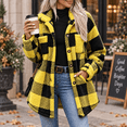 thumbnail image 6 of Dnhxils Womens Fleece Jackets Casual Mock Neck Plaid Jacket with Pockets Button Up Long Sleeve Outerwear for Womens Winter Fashion Yellow M, 6 of 9