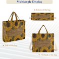 thumbnail image 6 of Corduroy Composite Fabric Tote Bag Magnetic Snap Large Capacity Crossbody Bag Beige Shoulder Strap Wooden Style Sunflowers, 6 of 8