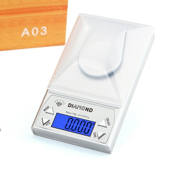 Masteelf Digital Jewelry Scale with EasytoRead Backlight for Weighing 0.001 Gram Precision Silver Plastic Compact Design
