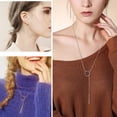 thumbnail image 2 of Silvora Silver Lariat Necklaces Earrings Set for Women Drop Bar Pendant Y-Necklaces Adjustable Long Chain with Vertical Bar Earrings Elegant Jewelry Gifts for Granddaughter Sister Christmas, 2 of 7