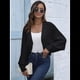thumbnail image 5 of Suéteres para Mujer, Cárdigan Corto Abierto, Suéter de Larga de Punto con Estampado de Murciélago, Top Tipo Encogimiento de Hombros. Negro L, 5 of 8