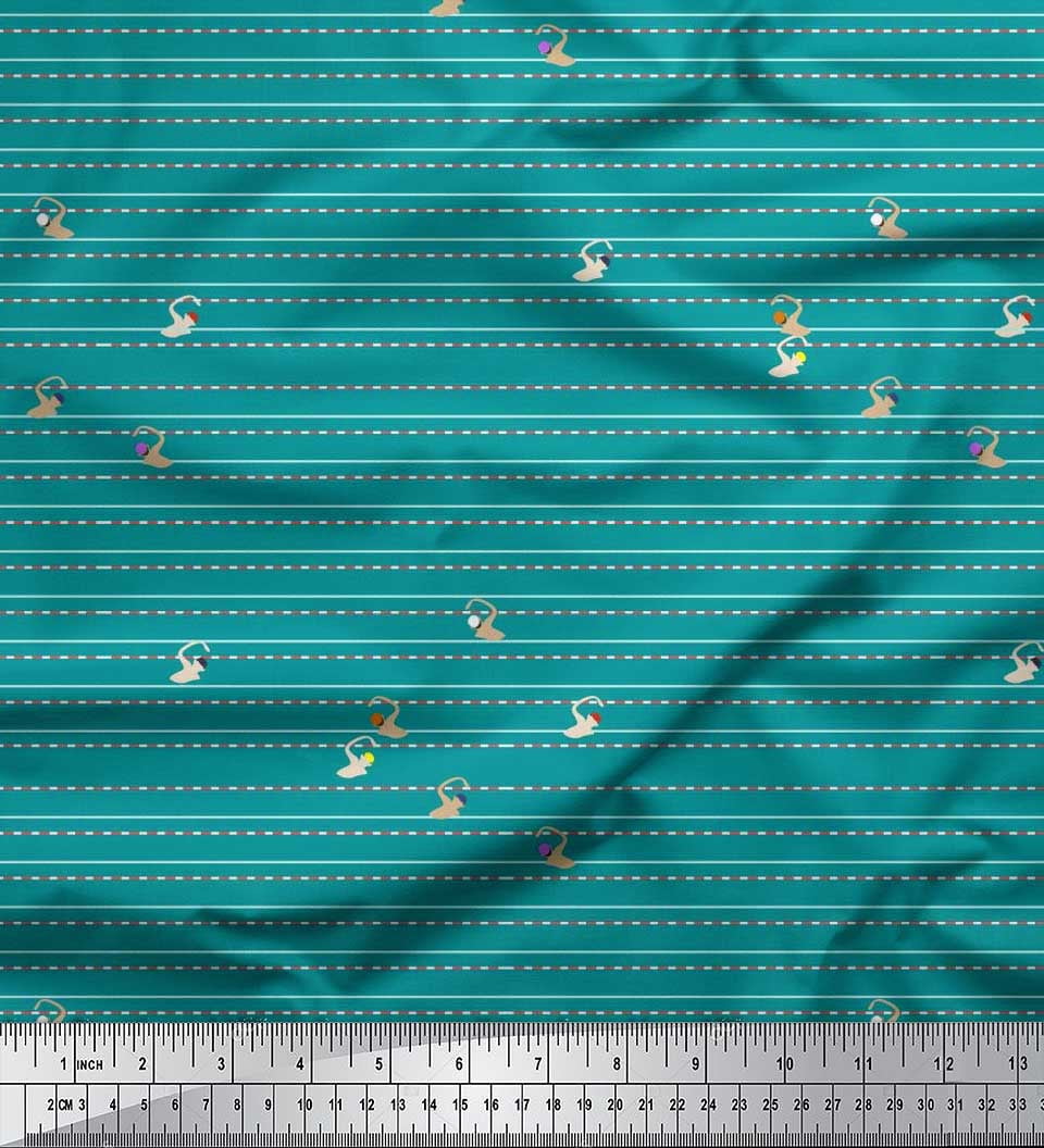 Soimoi Tissu Crêpe Polyester Piscine Course Sports Tissu Imprimé 1 Yard 52 Pouces de Large