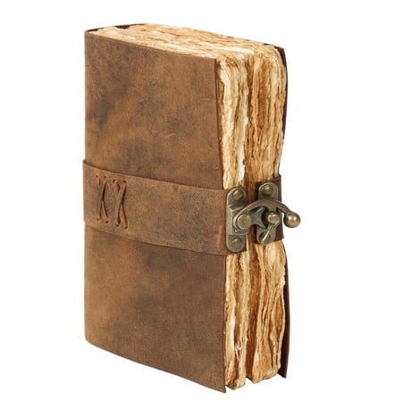 TUZECH Vintage Leather Journal – Handmade Buffalo Leather Diary with 200 Deckle Edge Pages – Unlined Writing Notebook for Men & Women – Travel, Sketch & Gift Use (7 x 5 Inches, Brown)