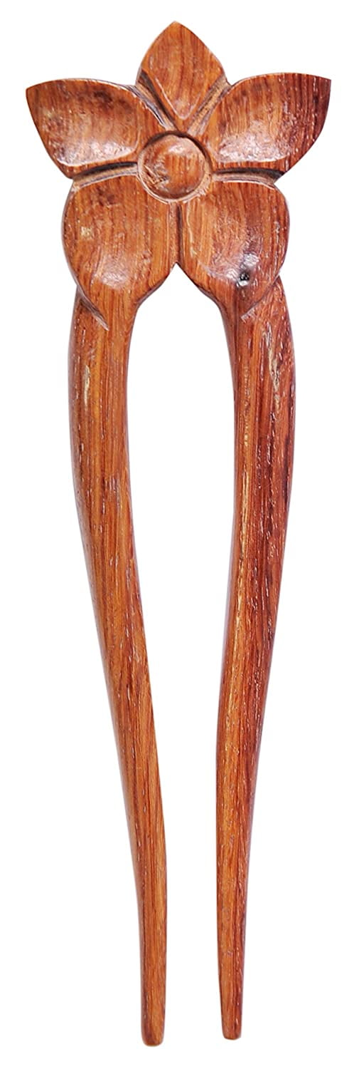 Zebra Carved Wood Wooden Pick stick Hair Pin 