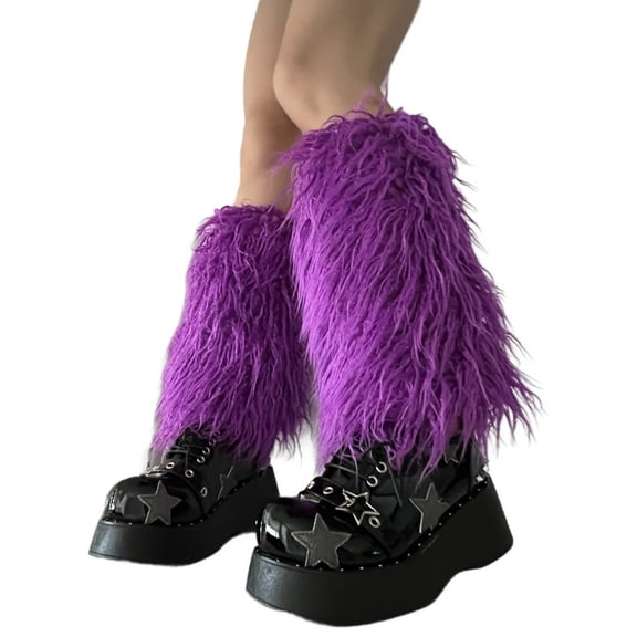 Acahhotxx leg warmers, Fuzzy Faux Furs Leg Warmers Furs Long Cuffs Has Elastic Pair Carnivals Boot Uniform