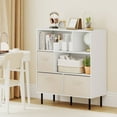 thumbnail image 4 of Costway 6-Cube Bookshelf with 3 Removable Folding Fabric Drawers Metal Legs for Living Room White, 4 of 10