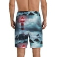thumbnail image 2 of Yiaed Lighthouse in a Stormy Sea for Men's Soft Sleep Pajama Short Lounging Pajama Shorts-Small, 2 of 8