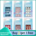 thumbnail image 2 of Nails Art Fake Nail gel Tips Cubierta completa Beso cuadrado artificial con pegamento Stick Designs Clear Display Short False Press on Coffin Tan Jianjun unisex, 2 of 2