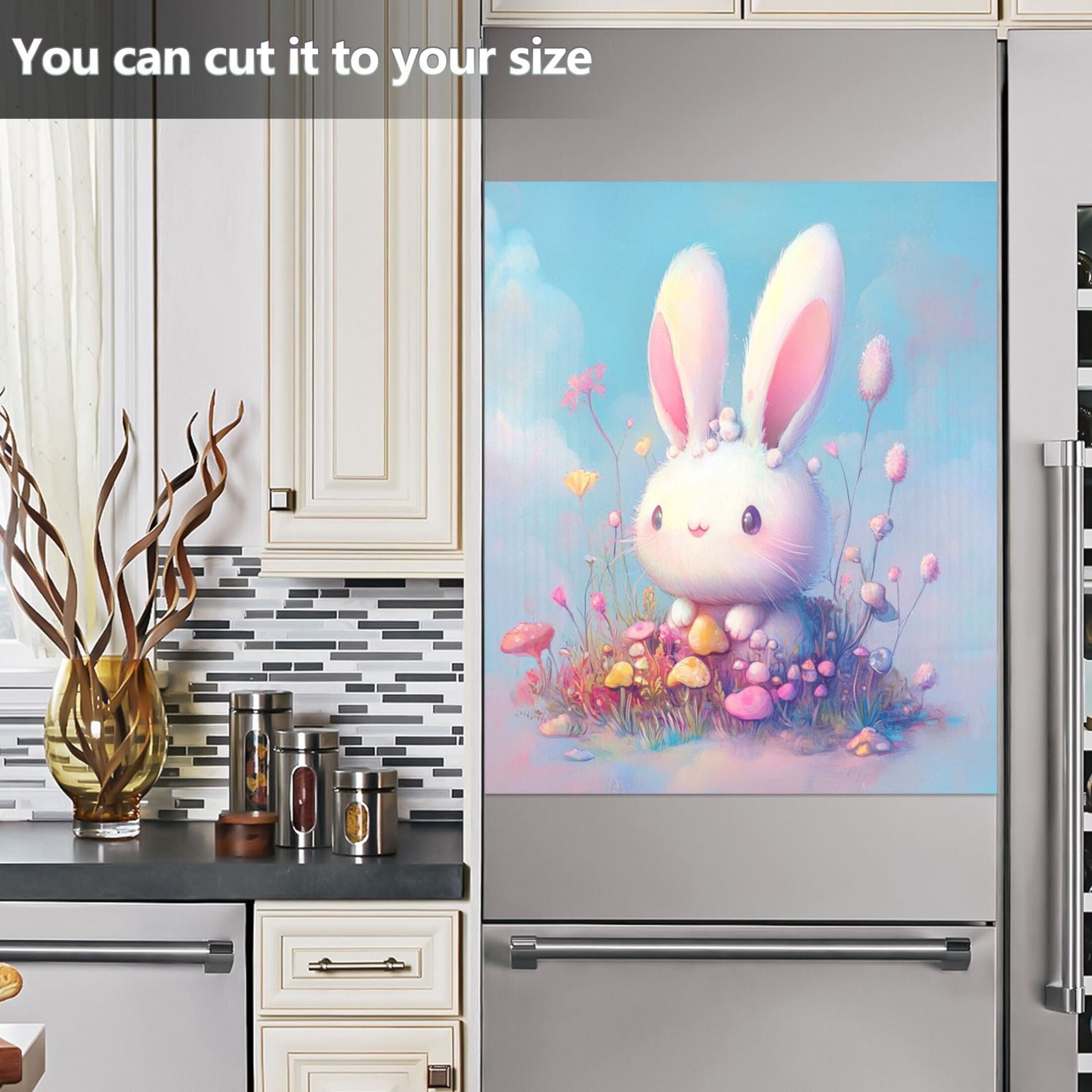 Dishwasher Magnetic Sticker 23x26 Inch Refrigerator Magnetic Sticker Washing Machine Magnetic Sticker Kitchen Panel Magnetic Sticker Home Decor Adorable White Rabbit
