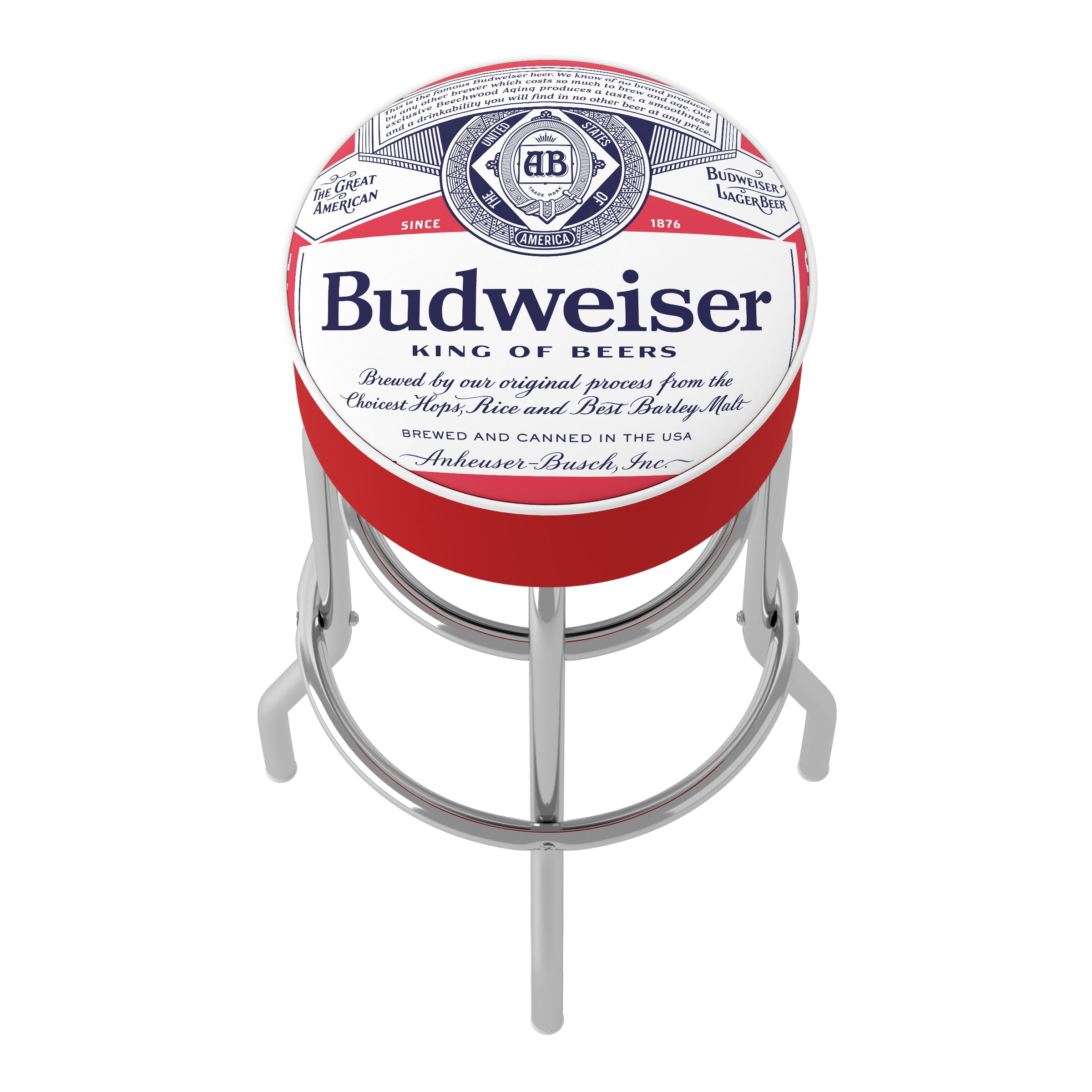 Trademark Gameroom Budweiser Label Design Bar Stool with Padded Seat