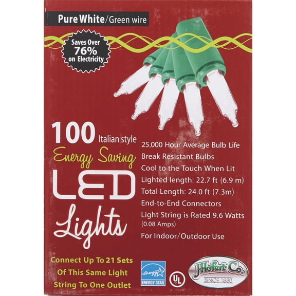 J Hofert LED String Light Set Italian Style - 100 Bulbs, Clear