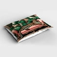 thumbnail image 2 of Ambesonne Leopard Pillow Sham, Monsteras Wild Cat Lounge, 26" X 20", Pink and Jade Green, 2 of 2