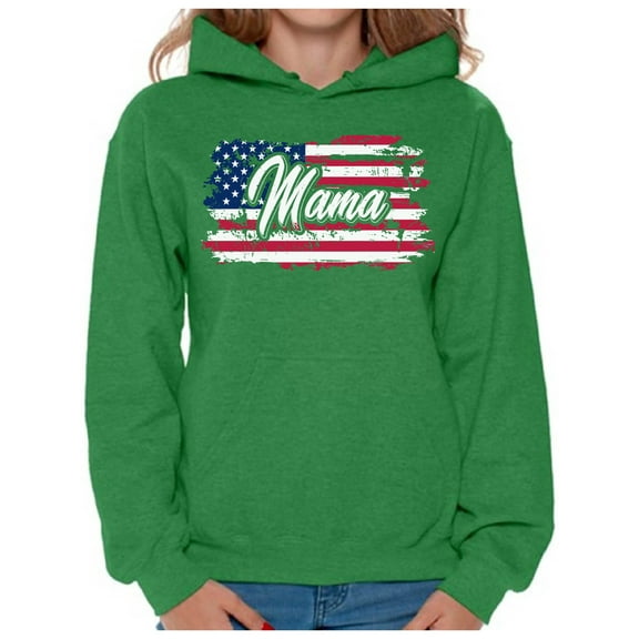 Awkward Styles American Flag Hodie for Women Patriotic USA Flag Mama Hooded Sweatshirt United States of America Retro USA Hooded Sweater for Mama Love America 4th of July Mama Sweatshirt US Pride