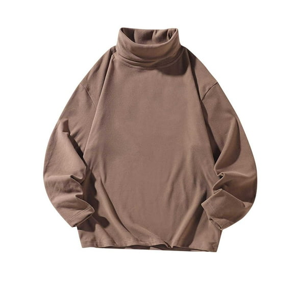 BADHUB Mens Big and Tall T-Shirts Casual Half Turtleneck Thermal Stretchy Pullover Basic Lightweight Undershirt Sweater Tops Coffee 3XL