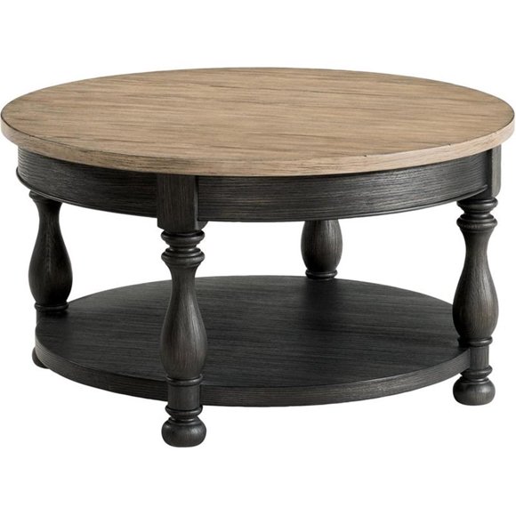 Riverside Furniture Barrington Wood Coffee Table in Antique Oak and Matte Black