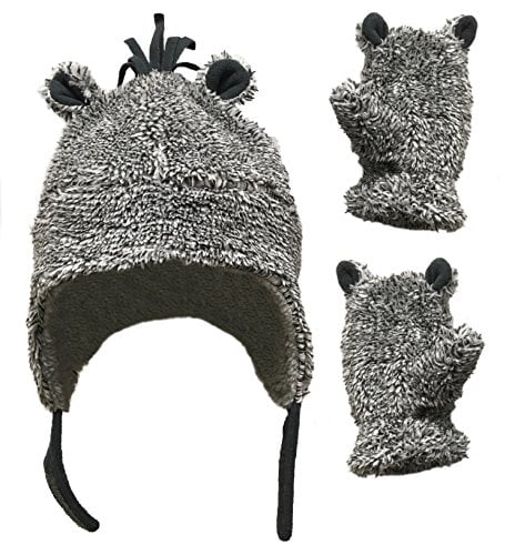 N'Ice Caps Little Boys Girls Baby Sherpa Lined Fleece Hat Mitten Set with Ears 