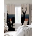 thumbnail image 4 of Forest Elk Blackout Curtains for Bedroom Living Room Darkening Curtains 63 Inches Long Animal Antlers Silhouette Tree Stripes Window Curtain 2 Panels Set Window Treatment Grommet Drapes 52"x63", 4 of 9